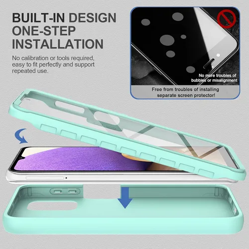 Vista 5 de Funda para Samsung Galaxy A32 5G con protector de pantalla integrado, protección de cuerpo completo a prueba de golpes
