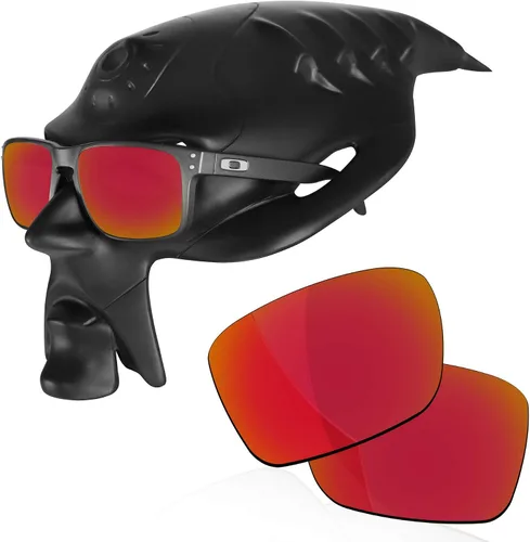 Vista 5 de Lentes polarizadas de repuesto para gafas de sol Oakley Holbrook XL OO9417, color negro azabache + rojo lava, azul hielo + plateado GT
