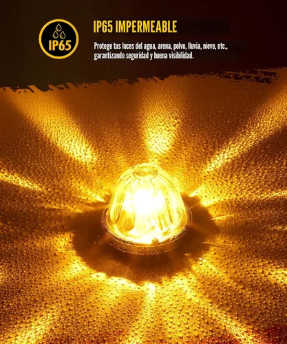 Vista 6 de Partsam 2 luces de cristal de sandía [patentadas] con lente transparente ámbar LED de marcador lateral luces intermitentes con bisel de repuesto