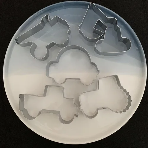 Vista 6 de LUBTOSMN Juego de 5 cortadores de galletas para vehículos de construcción, para camión, basurero, tractor, coche y excavadora, moldes para fiestas