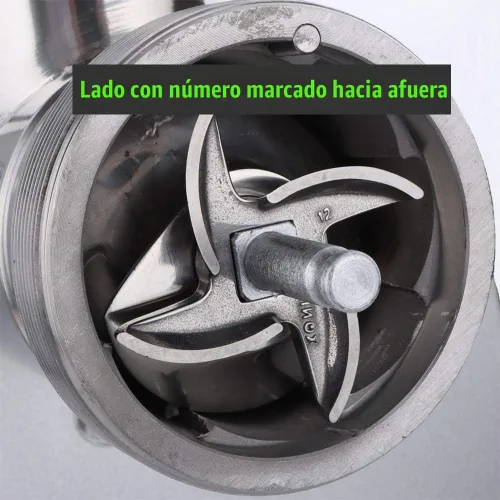 Vista 2 de 2 piezas de cuchillas de acero inoxidable para picadora de carne #12, repuesto para molinillos, comprueba