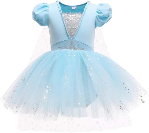 Vista 28 de Leotardos de princesa para niñas con falda de ballet y tutú para Halloween, Navidad, fiesta de cumpleaños, vestido elegante
