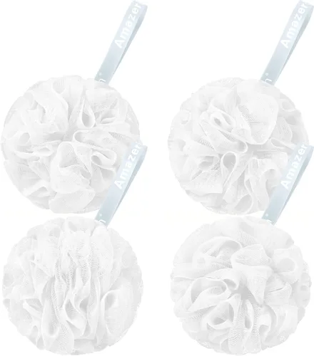 Vista 12 de AmazerBath Esponja de Lufa 60g/Pieza, Esponja Exfoliante de Baño Depuradora Corporal, Juego de Lufa de 4 - Blanco Gris-Rosa-Verde Militar-Verde