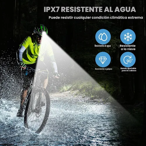Vista 7 de YNYS Linterna frontal recargable con 4 colores (blanco/amarillo/azul/UV), 990000 lúmenes, faros superbrillantes con 90° ajustable, zoomable, lámpara