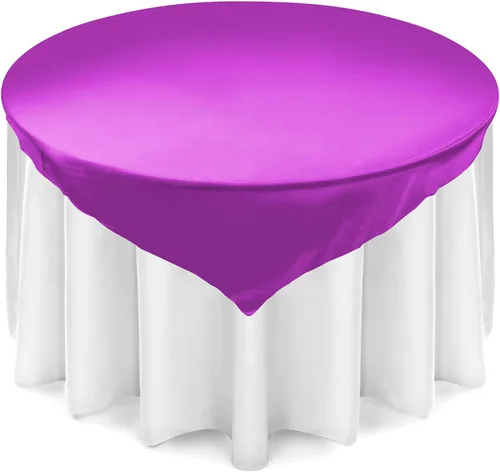 Vista 5 de Lann's Linens – Cubierta de mantel, cuadrada, de satén, 72 pulgadas, cubierta de mesa, Satin, Negro, 72" x 72