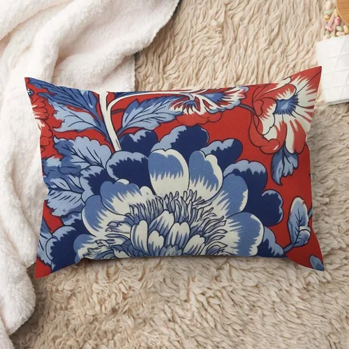 Vista 177 de ArogGeld Funda de cojín con flores verdes y blancas con flores grises y negras y hojas verdes en estilo chinoiserie, funda de almohada cuadrada