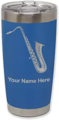 Vista 36 de LaserGram Vaso aislado al vacío de 20 onzas, saxofón, grabado personalizado incluido (negro)