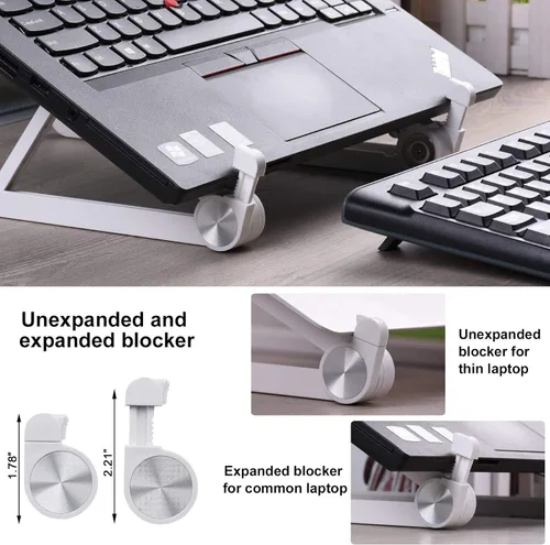 Vista 2 de Soporte para computadora portátil, ajustable, plegable, ergonómico, soporte de escritorio, soporte para MacBook, computadora portátil, PC, iPad