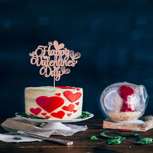 Vista 50 de Ephlyn 24 adornos para cupcakes con purpurina para el día de San Valentín, dulce amor, corazón, día de San Valentín, decoración para cupcakes