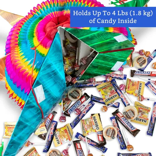 Vista 8 de Pancartas de fiesta mexicana (paquete de 5, 10 diseños de banderas de plástico por bandera) + piñata mexicana (grande de 32 pulgadas), pancarta