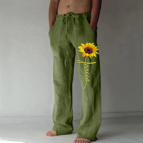 Vista 2 de Men's 3D Pattern Printed Pants Full Length Gauze Pant Skin-Friendly Joggers Sweatpants Lightweight Loose Fit Trouser