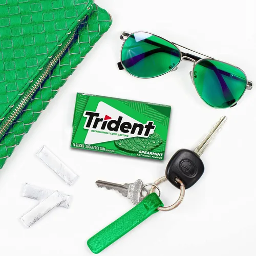 Vista 6 de Trident Chicle de menta verde sin azúcar, a granel, 24 paquetes de 14 piezas (336 piezas en total)