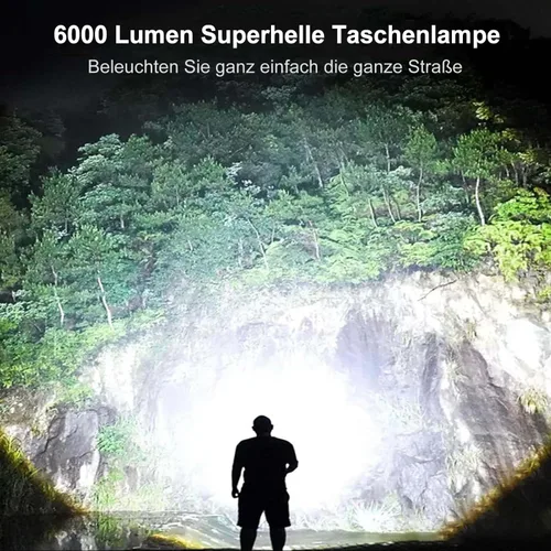 Vista 2 de KZK Linterna recargable de 9000 lúmenes altos con mango largo, potente linterna de mano con 11 modos de luz, impermeable y zoomable para el hogar