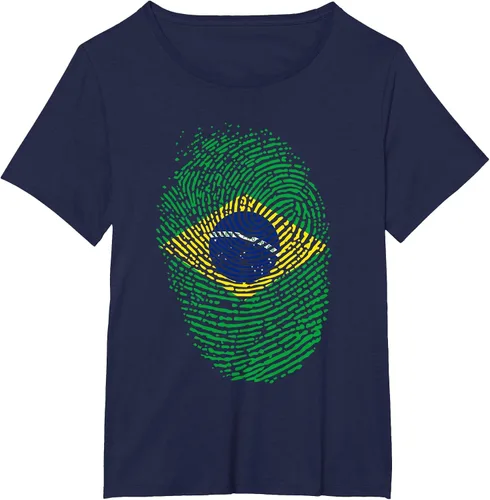 Vista 39 de Camiseta patriótica de la bandera brasileña con huella dactilar Asphalt Grey