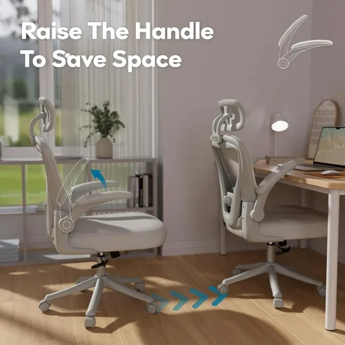 Vista 4 de SeekFancy Silla de oficina ergonómica M903, silla de escritorio para computadora con ruedas, silla de oficina de malla con respaldo alto con soporte