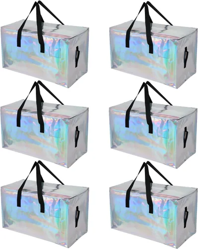 Vista 7 de Paquete de 6 Bolsas de Mudanza Resistentes, Bolsas de Mudanza Extra Grandes, Suministros de Mudanza, Bolsas de Almacenamiento con Asas y E-Multicolor