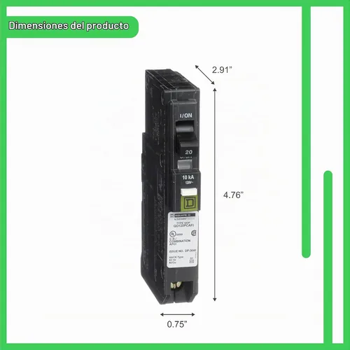 Vista 3 de Square D by Schneider Electric Square D - QO120PCAFI - Disyuntor CAFCI neutro enchufable de 20 amperios de un solo polo