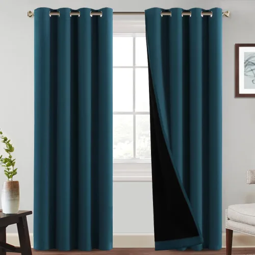 Vista 23 de PrinceDeco Cortinas 100% opacas de 54 pulgadas de largo, completamente opacas, tratamiento de ventanas, cortinas forradas con aislamiento térmico