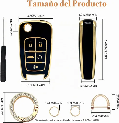 Vista 2 de Vrasly Compatible con funda para llavero Chevy con cordón para llavero Negro