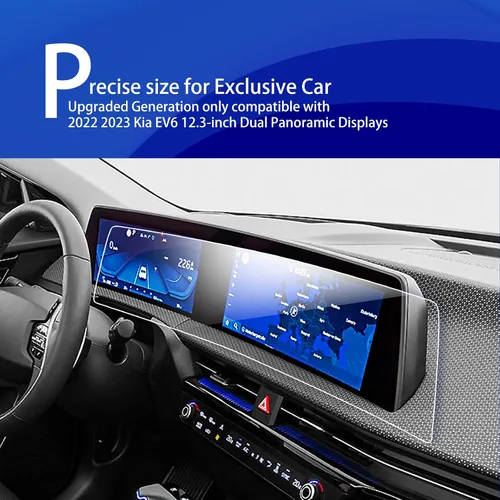 Vista 2 de Protector de pantalla para Kia EV6 2023 2024 2025 para Kia EV6 2024 2023 2022 Dual 12.3 pulgadas Protector de pantalla de plástico HD película