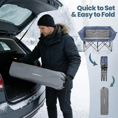 Vista 7 de HOMECALL Silla de campamento doble de gran tamaño para adultos, soporte de sofá biplaza plegable resistente de 700 libras, sofá de campamento extra
