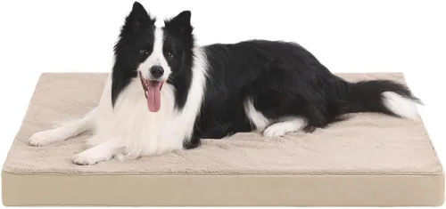 Vista 13 de KSIIA - Cama ortopédica para jaula de perro, impermeable, para perros pequeños, de felpa, lavable, con espuma tipo caja de huevo y funda Negro