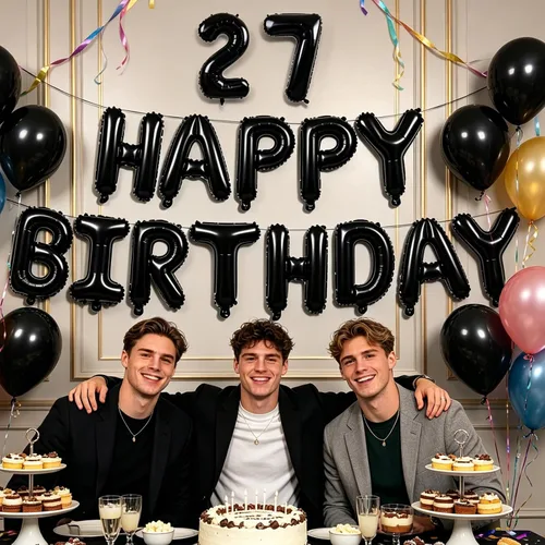 Vista 4 de TONIFUL Juego de globos negros de feliz cumpleaños y números de 16 pulgadas, globos de letras de aluminio metálico con globos de 0 a 9 dígitos