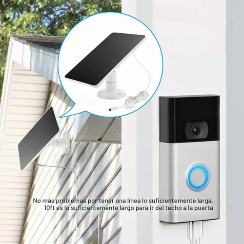 Vista 4 de Paquete de 2 cargadores de cámara de panel solar de 5 V 7 W para cámara SimpliSafe al aire libre y cámara de seguridad al aire libre Serie 2 Cable