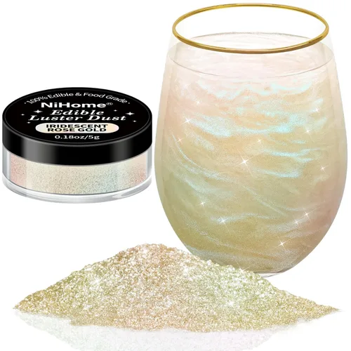Vista 12 de NiHome - Polvo de lustre comestible y purpurina brillante, esparcidores metálicos de lujo, 4 botellas de 0.18 oz/5 g para decorar bebidas y pasteles