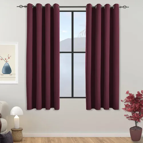 Vista 39 de Cortinas opacas para dormitorio, con aislamiento térmico y bloqueo de luz, para oscurecer la habitación, cortinas con ojales sólidos para ventana