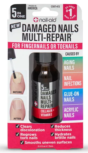Vista 5 de Nail-Aid - Reparación múltiple 5 en 1 para uñas dañadas de manos o pies