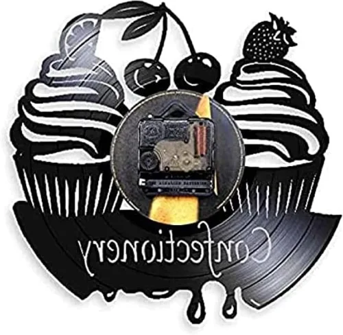 Vista 2 de Sweets - Lámpara de pared contemporánea para colgar, reloj con diseño de dulces navideños, relojes de panadería, decoración de pared, idea de disco