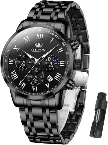 Vista 19 de OLEVS Reloj multifunción para hombre, cronógrafo luminoso impermeable con Negro/Negro