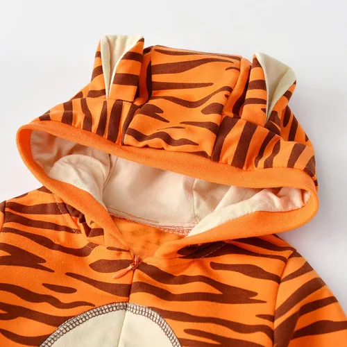 Vista 3 de AGQT Babys Tiger Costume Halloween One Piece Hooded Romper Size 0-24 Months
