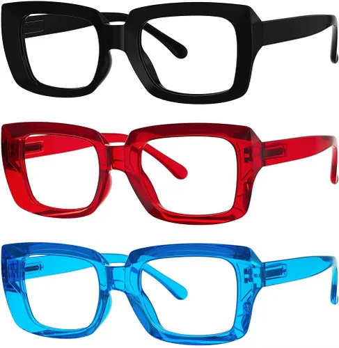Vista 19 de Eyekepper - Juego de 4 gafas elegantes para mujer, anteojos cuadrados de gran tamaño para mujer