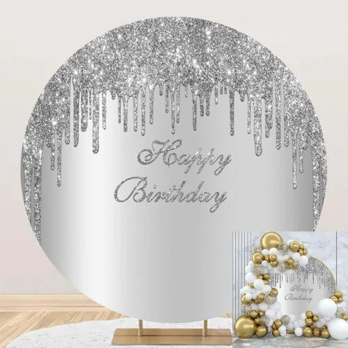 Vista 8 de Telón de fondo redondo dorado de 3 x 3 pies, lujoso telón de fondo de fotografía dorado brillante para niñas y mujeres, decoración de fiesta