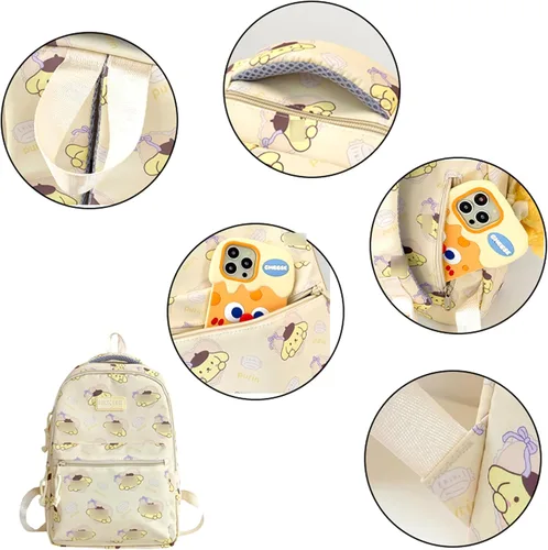 Vista 3 de Roffatide Dibujos animados toda la impresión casual mochila portátil mochila viaje senderismo mochila mochila azul