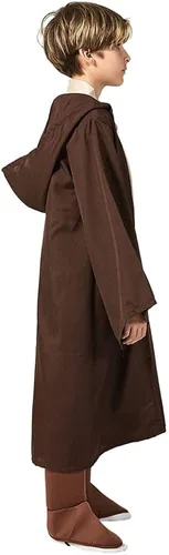 Vista 5 de HANERREAL Disfraz de Jedi para niños OBI Wan Kenobi con capucha y cinturón disfraz de Halloween para cosplay