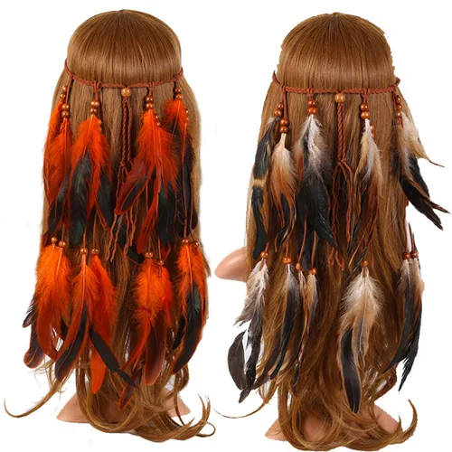 Vista 9 de 2 diademas bohemias de girasol, diademas de plumas bohemias, tocado indio, bandas de pelo de pavo real, diadema gitana, corona floral, girasoles