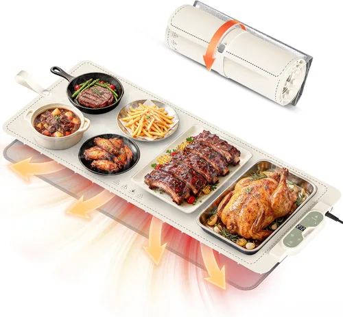 Vista 15 de Tapete de calentamiento para alimentos, extra grande de 26 x 15 Beige