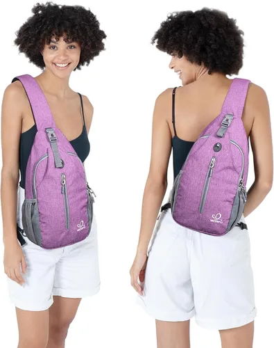 Vista 48 de Waterfly - Mochila cruzada tipo bandolera para viajes y caminatas, bolsa de pecho, Gris, talla única