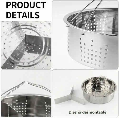 Vista 6 de Cesta de vapor para olla instantánea, cesta de vapor de verduras de acero