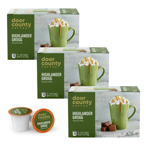 Vista 9 de Door County Coffee Café Molido con Sabor a Toffee de Almendra - 10 Tazas de Una Sola Porción - Tostado Medio - 100% Arábica Especial - Gourmet