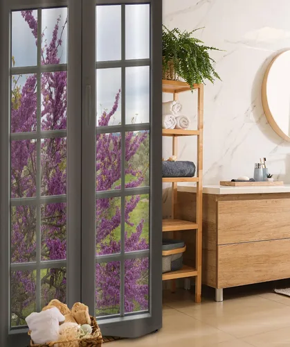 Vista 71 de set de cortina para baño decorativa de tela de poliéster con ganchos