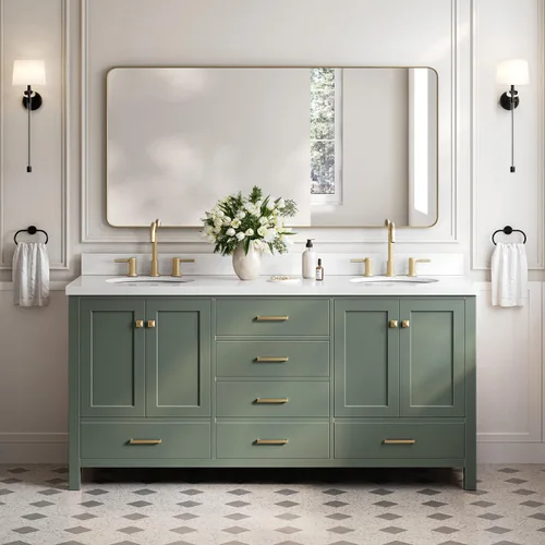 Vista 48 de ARIEL Cambridge tocador de baño con fregadero, madera maciza, encimera y protector contra salpicaduras de cuarzo blanco puro de 1.5 pulgadas