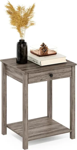 Vista 8 de Furinno Classic - Mesa auxiliar con cajón, paquete de 1 unidad, americano