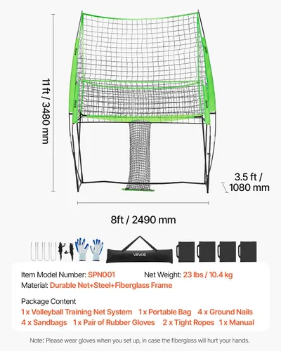 Vista 7 de VEVORAdjustable Height Badminton Net Set for Backyard Beach Lawn, Outdoor Portable Volleyball Net with Carrying Bag, 4 Square Quick Assemble Game