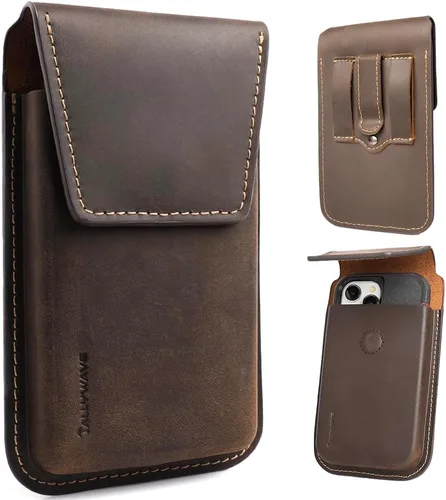 Vista 8 de Tallywave Funda de cuero para teléfono con clip para cinturón, funda para cinturón para iPhone 14, 14 Pro, Galaxy S23, funda para teléfono Negro