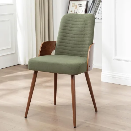 Vista 11 de Juego de 2 sillas de comedor, sillas de cocina modernas de mediados de siglo, sillas decorativas tapizadas de piel sintética, patas de metal, sillas