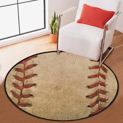 Vista 3 de Pardick Alfombra de béisbol de 36.2 pulgadas, alfombra retro circular redonda para niños, hombres, dormitorio, sala de estar, hogar, guardería, sala